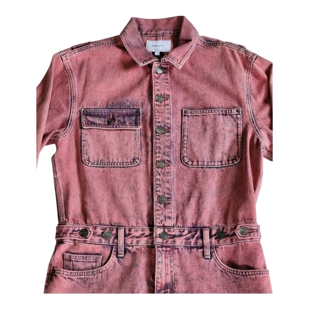 Current/Elliott Pink Denim Button-Up Shirt Dress Size 1 Utility Style Cotton - Picture 5 of 7